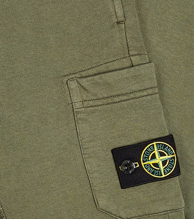 Shop Stone Island Junior Compass Cotton Fleece Sweatpants In Green
