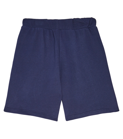Versace Boy's Medusa Marine Embroidered Cotton Sweat Shorts In Blue