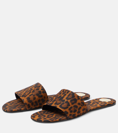 Shop Saint Laurent Carlyle Leopard-print Satin Sandals In Multicoloured
