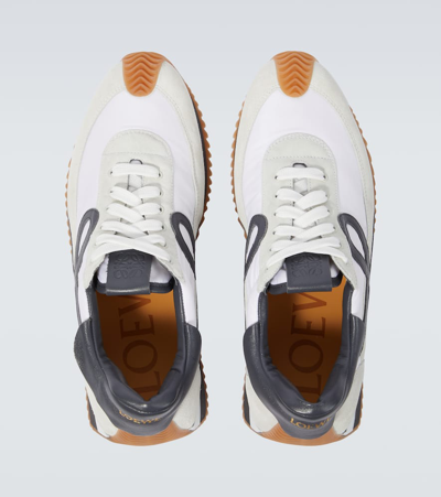 Shop Loewe Flow Runner Suede-trimmed Sneakers In White