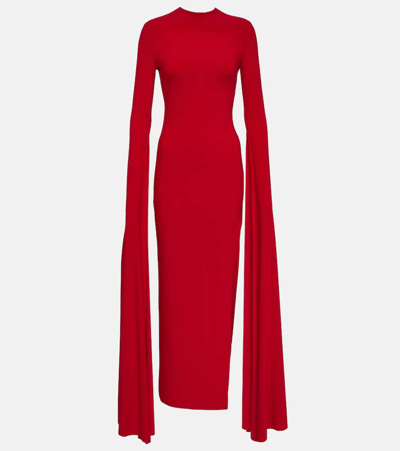 Shop Norma Kamali Draped Jersey Gown In Red