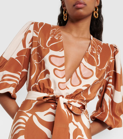 Adriana Degreas Printed Puff-sleeve Silk Maxi Dress In Multicoloured