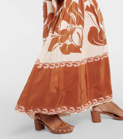 Shop Adriana Degreas Printed Puff-sleeve Silk Maxi Dress In Multicoloured