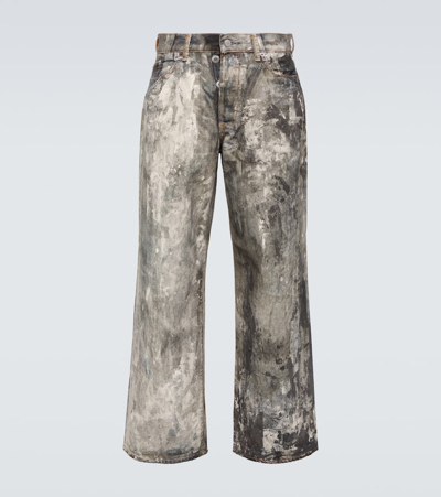 Shop Acne Studios Printed Wide-leg Jeans In Grey