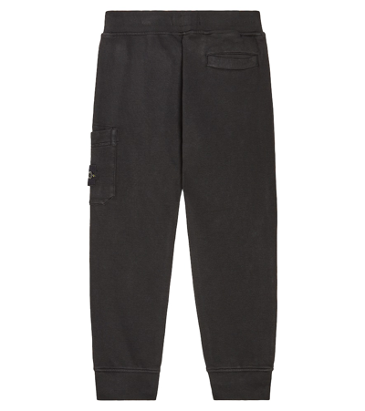 Shop Stone Island Junior Compass Cotton Fleece Sweatpants In Black