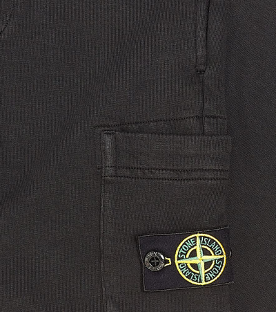 Shop Stone Island Junior Compass Cotton Fleece Sweatpants In Black
