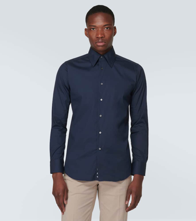 Shop Canali Cotton-blend Shirt In Blue