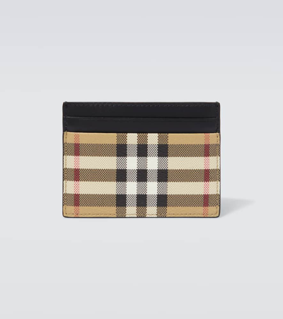 Shop Burberry Check Leather Card Holder In Multicoloured