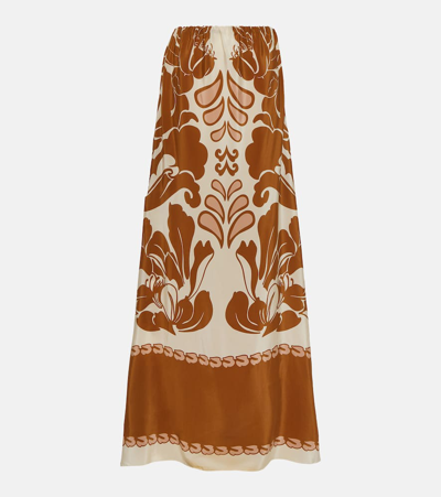 Shop Adriana Degreas Printed Strapless Silk Maxi Dress In Multicoloured
