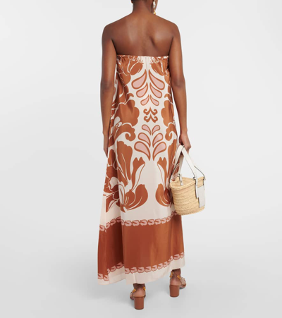 Shop Adriana Degreas Printed Strapless Silk Maxi Dress In Multicoloured