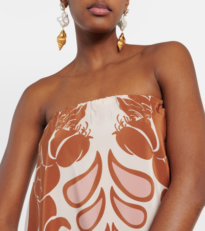 Adriana Degreas Printed Strapless Silk Maxi Dress In Multicoloured