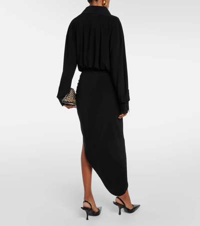 Norma Kamali Shirred Jersey Maxi Dress In Black