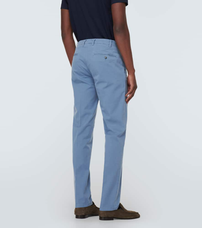 Shop Canali Cotton Twill Chinos In Blue