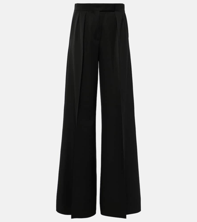 Shop Max Mara Libbra High-rise Wool Wide-leg Pants In Black
