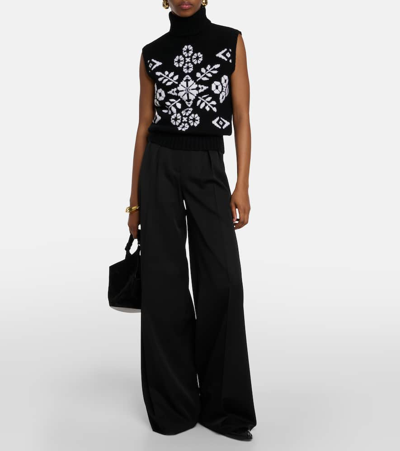 Max Mara Libbra High-rise Wool Wide-leg Pants In Black