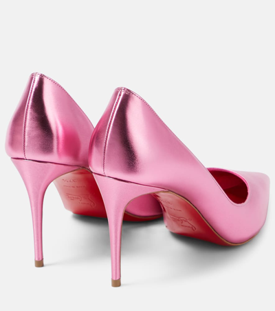 Shop Christian Louboutin Iriza 85 Metallic Leather Pumps In Pink