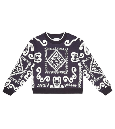 Shop Dolce & Gabbana Logo Printed Cotton Jersey Sweatshirt In Multicoloured