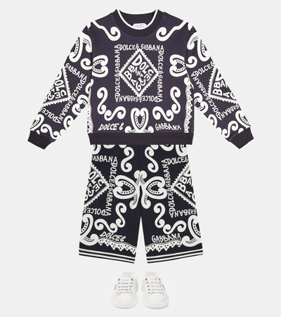Shop Dolce & Gabbana Logo Printed Cotton Jersey Sweatshirt In Multicoloured