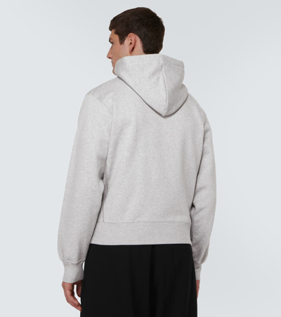 Shop Saint Laurent Cassandre Cotton Fleece Hoodie In Grey