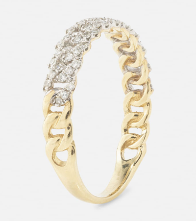 Shop Stone And Strand Five 10kt Yellow Gold Chain Ring With Diamonds