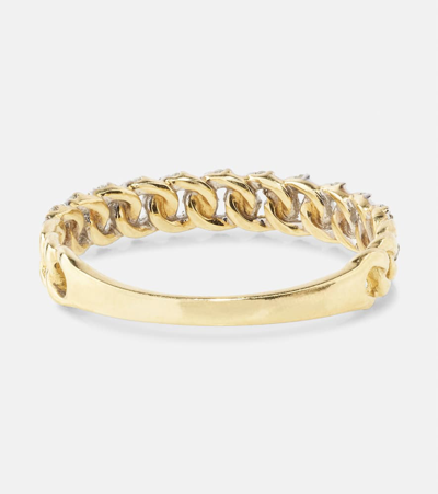 Stone And Strand Five 10kt Yellow Gold Chain Ring With Diamonds In Gold