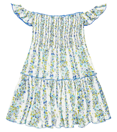 Shop Poupette St Barth Aurora Floral Dress In Blue