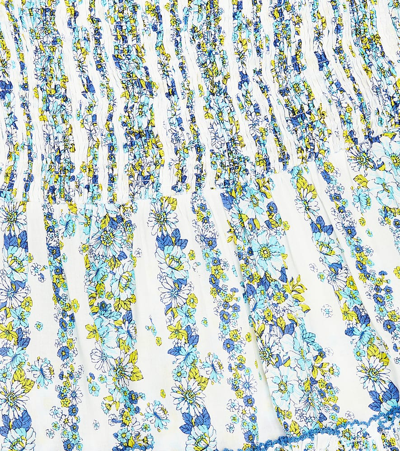 Shop Poupette St Barth Aurora Floral Dress In Blue