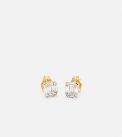 Stone And Strand Shield Of Strength 10kt Gold Stud Earrings With Diamonds In Gold
