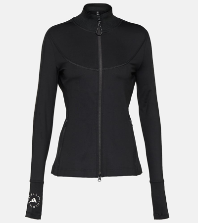Adidas By Stella Mccartney Truepurpose Printed Recycled Stretch-jersey Top In Black