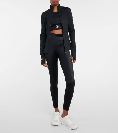 Adidas By Stella Mccartney Truepurpose Printed Recycled Stretch-jersey Top In Black