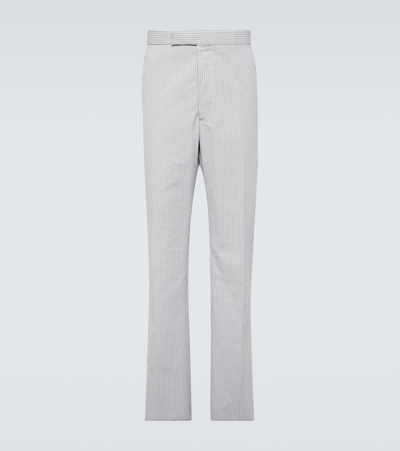 Shop Thom Browne Striped Low-rise Cotton Chinos In Multicoloured