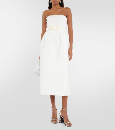 Shop Adriana Degreas Strapless Midi Dress In White