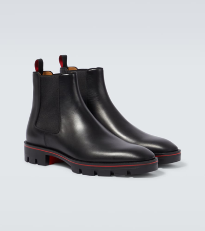 Shop Christian Louboutin Alpinosol Leather Chelsea Boots In Black