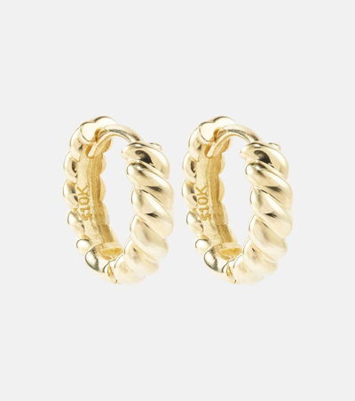 Shop Stone And Strand Brioche 10kt Yellow Gold Hoop Earrings
