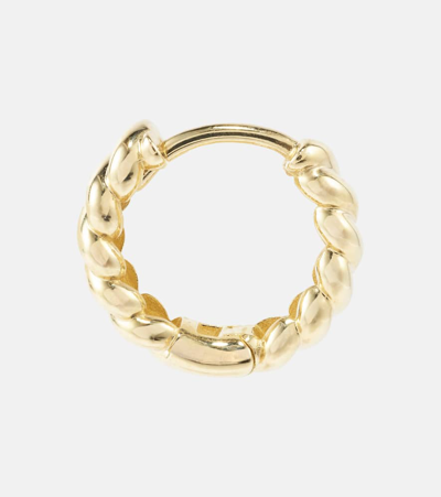 Shop Stone And Strand Brioche 10kt Yellow Gold Hoop Earrings