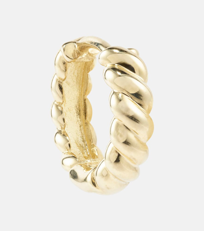 Stone And Strand Brioche 10kt Yellow Gold Hoop Earrings In Gold
