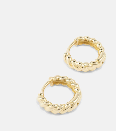 Shop Stone And Strand Brioche 10kt Yellow Gold Hoop Earrings