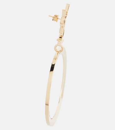 Saint Laurent Cassandre Pendant Hoop Earrings In Gold