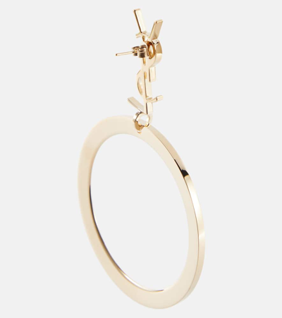 Saint Laurent Cassandre Pendant Hoop Earrings In Gold
