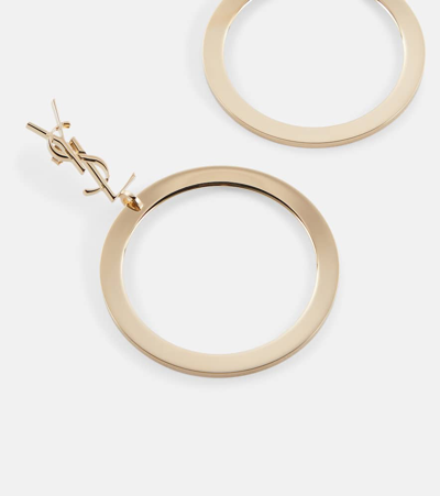 Saint Laurent Cassandre Pendant Hoop Earrings In Gold