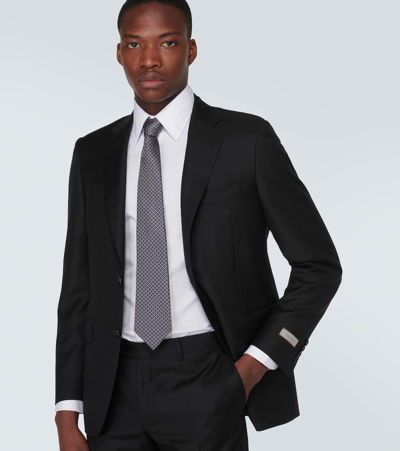 Shop Canali Single-breasted Wool Suit In Black