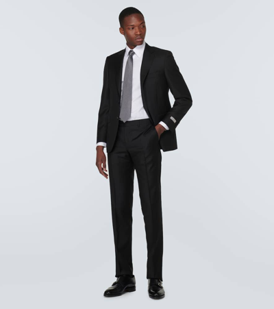 Shop Canali Single-breasted Wool Suit In Black