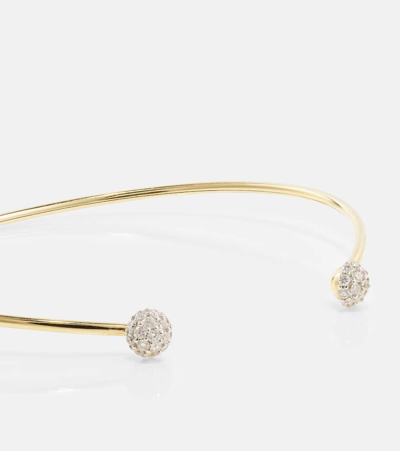 Shop Stone And Strand Dainty Mirror Ball 10kt Gold Cuff Bracelet With Diamonds