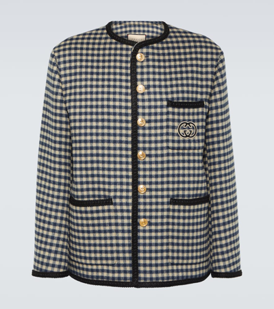 Shop Gucci Interlocking G Gingham Wool Jacket In Multicoloured