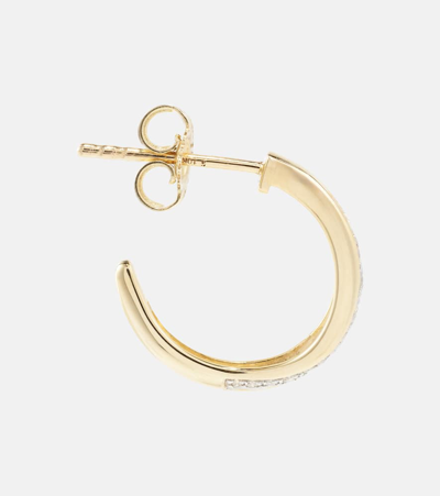 Stone And Strand Twist 10kt Yellow Gold Hoop Earrings With Diamonds In Gold