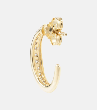 Stone And Strand Twist 10kt Yellow Gold Hoop Earrings With Diamonds In Gold