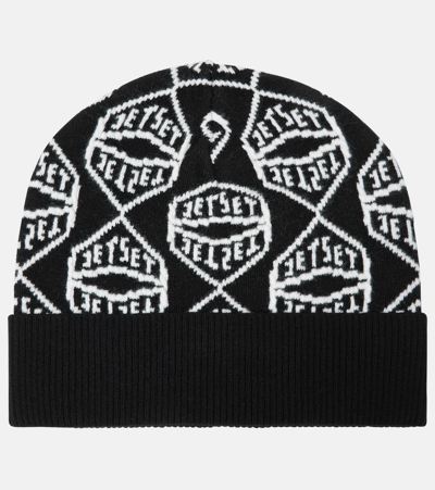 Shop Jet Set Logo Wool-blend Beanie In Black
