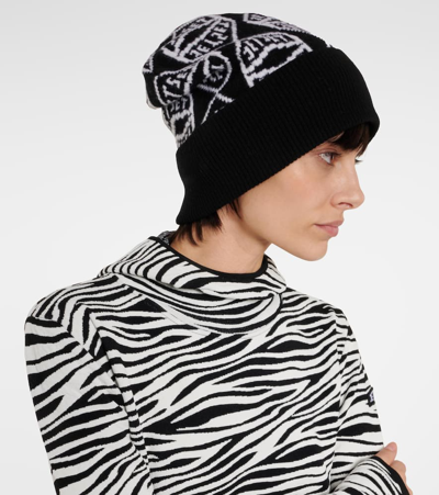 Jet Set Logo Wool-blend Beanie In Black