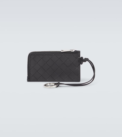 Shop Bottega Veneta Intrecciato Leather Wallet In Black