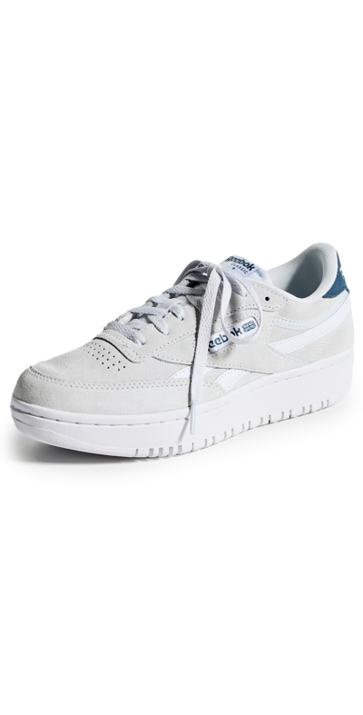 Shop Reebok Club C Double Geo Mid Sneakers Cool Grey/white/hoops Blue
